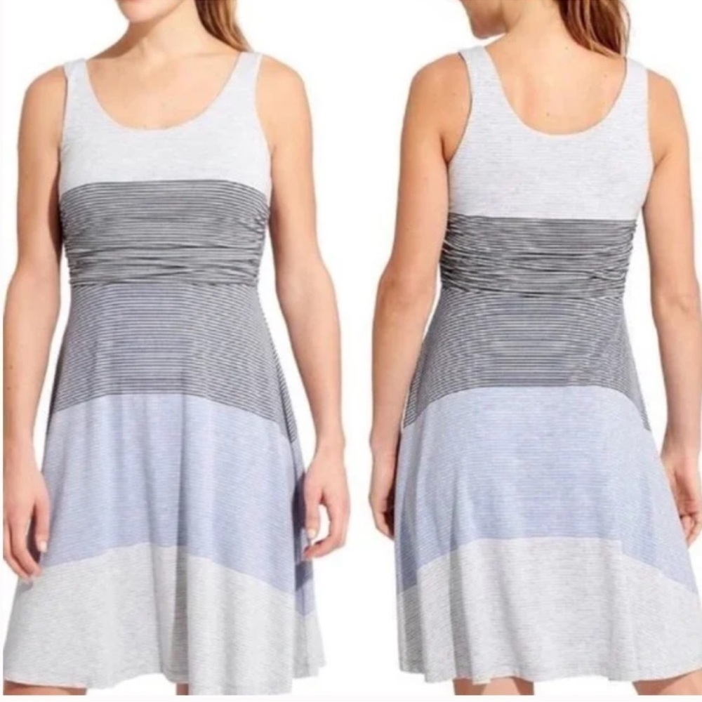 Athleta Gray and Blue Colorblock Midi Dress size Small